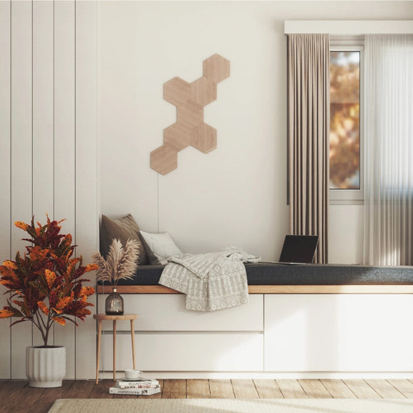 Nanoleaf Elements Hexagons مجموعة البداية (7 قطع) - خشب البتولا - الاتحاد الأوروبي/المملكة المتحدة