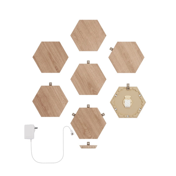 Nanoleaf Elements Hexagons مجموعة البداية (7 قطع) - خشب البتولا - الاتحاد الأوروبي/المملكة المتحدة