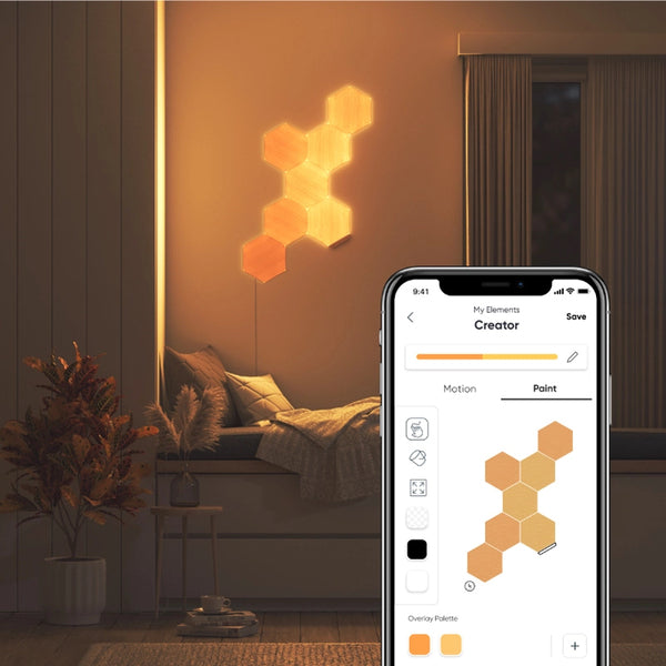 Nanoleaf Elements Hexagons مجموعة البداية (7 قطع) - خشب البتولا - الاتحاد الأوروبي/المملكة المتحدة