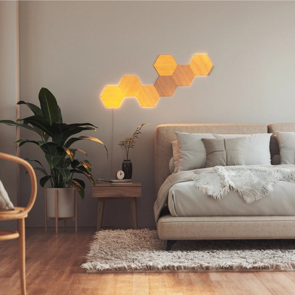Nanoleaf Elements Hexagons مجموعة البداية (7 قطع) - خشب البتولا - الاتحاد الأوروبي/المملكة المتحدة