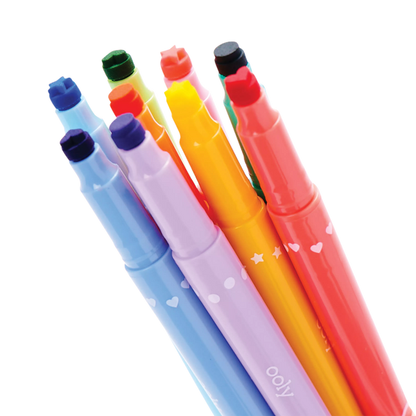 Ooly Confetti Stamp Double Ended Markers Set Of 9