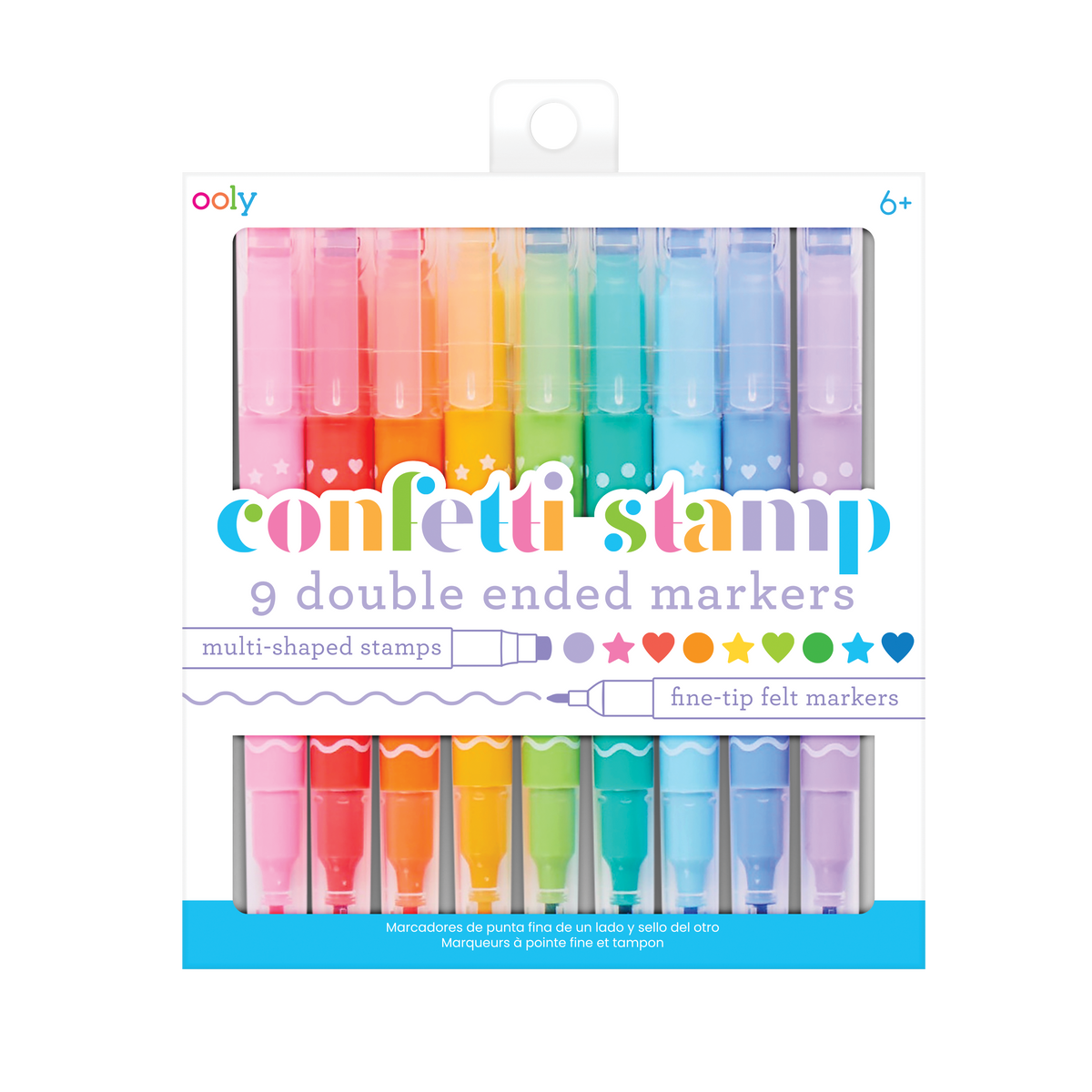 Ooly Confetti Stamp Double Ended Markers Set Of 9