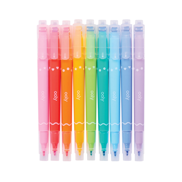 Ooly Confetti Stamp Double Ended Markers Set Of 9