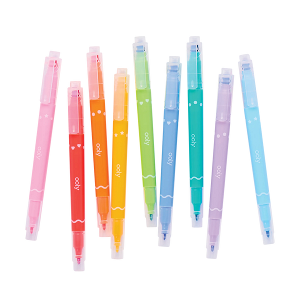 Ooly Confetti Stamp Double Ended Markers Set Of 9