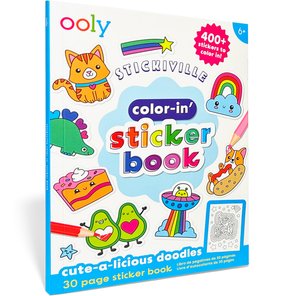 Ooly Color In Sticker Book: Cute A Licious Doodles 30 Pages