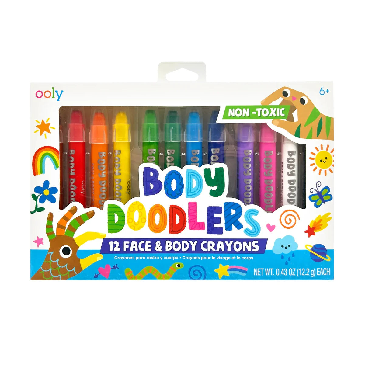 Ooly Body Doodlers Face & Body Crayons Set Of 12 Colors