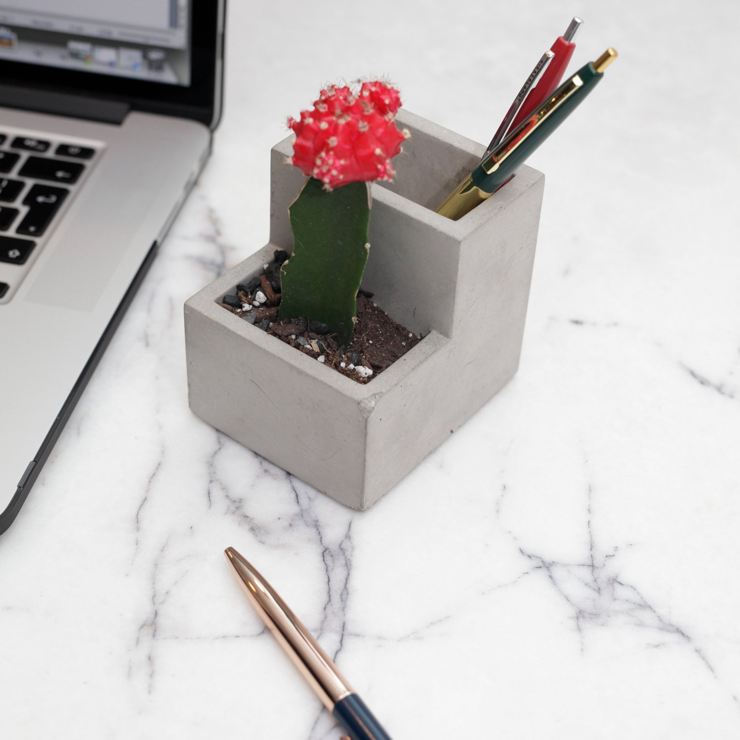 Kikkerland Concrete Desktop Planter Small