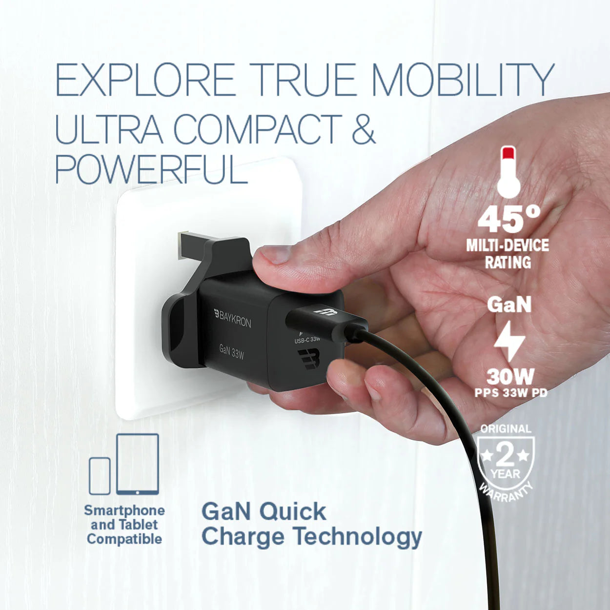 Baykron Wall Charger GAN 33 UK Plug
