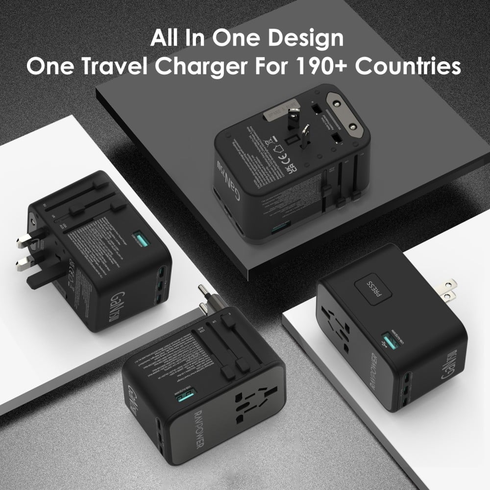 RP-PC1043 PD GaN 75W 4-Port Travel Charger Offline Black