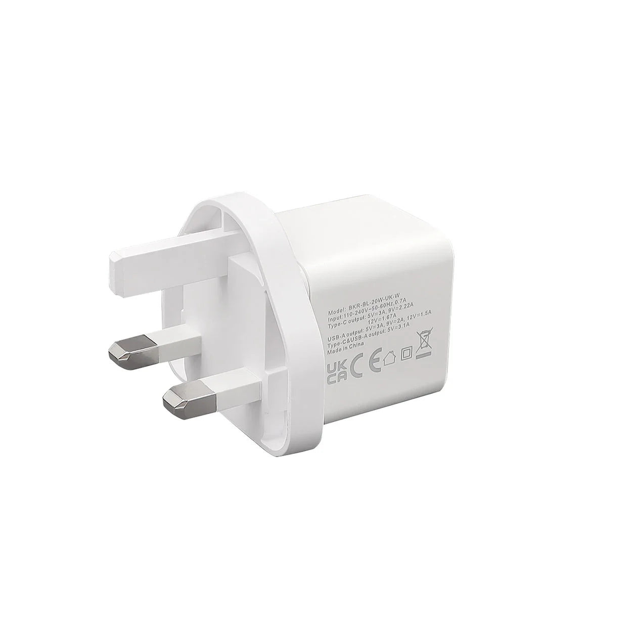 Baykron wall charger 20 w type-C & type A UK white