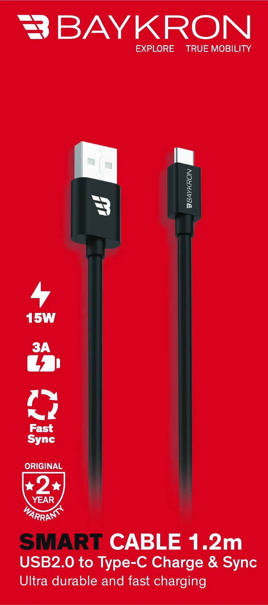 USB A to USB Type C Cable, 3A , 1.2 Meter,TPU, Black