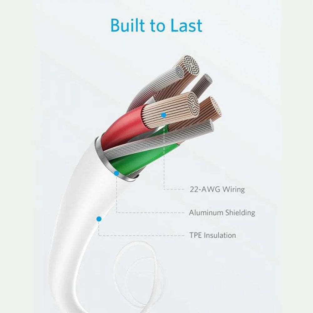 كابل أنكر Powerline II من USB-A إلى Lightning بطول 3 أقدام - أبيض