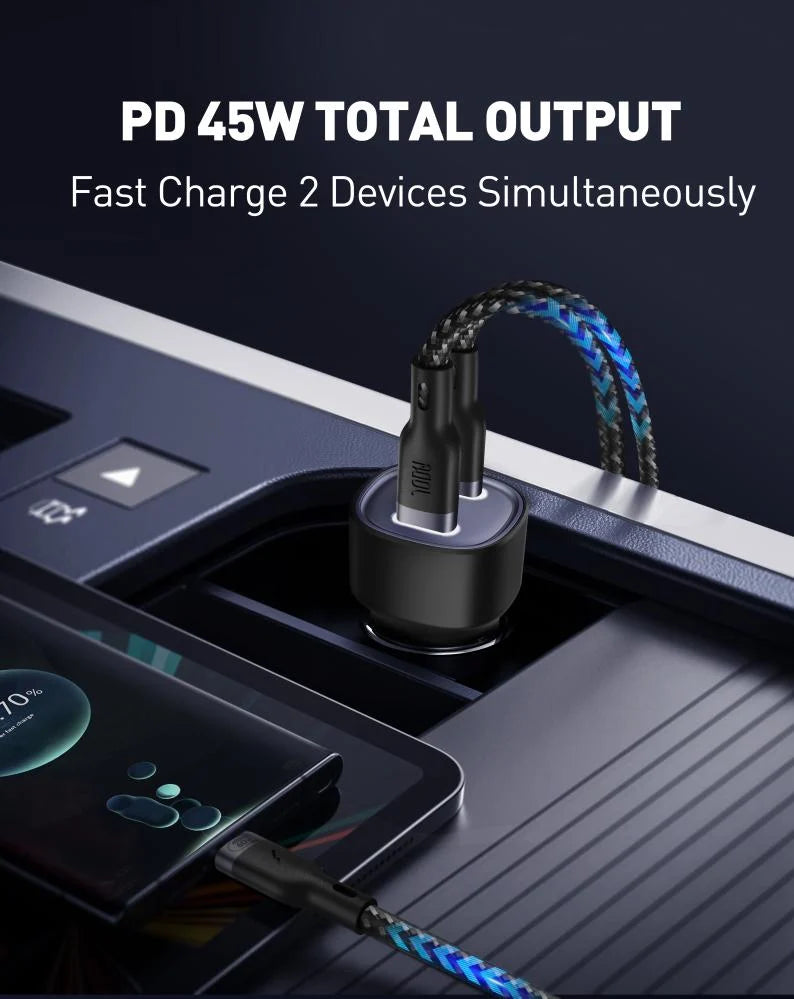 JODA 45W USB-C 2-Port Car Charger Black