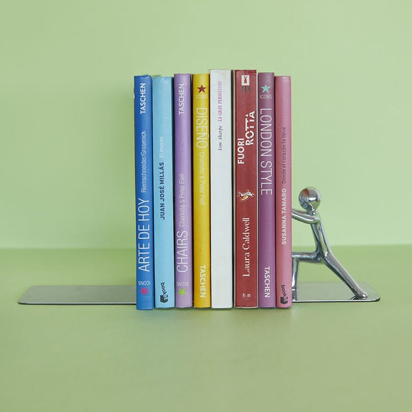 Balvi Bookend Push! Chrome Zinc