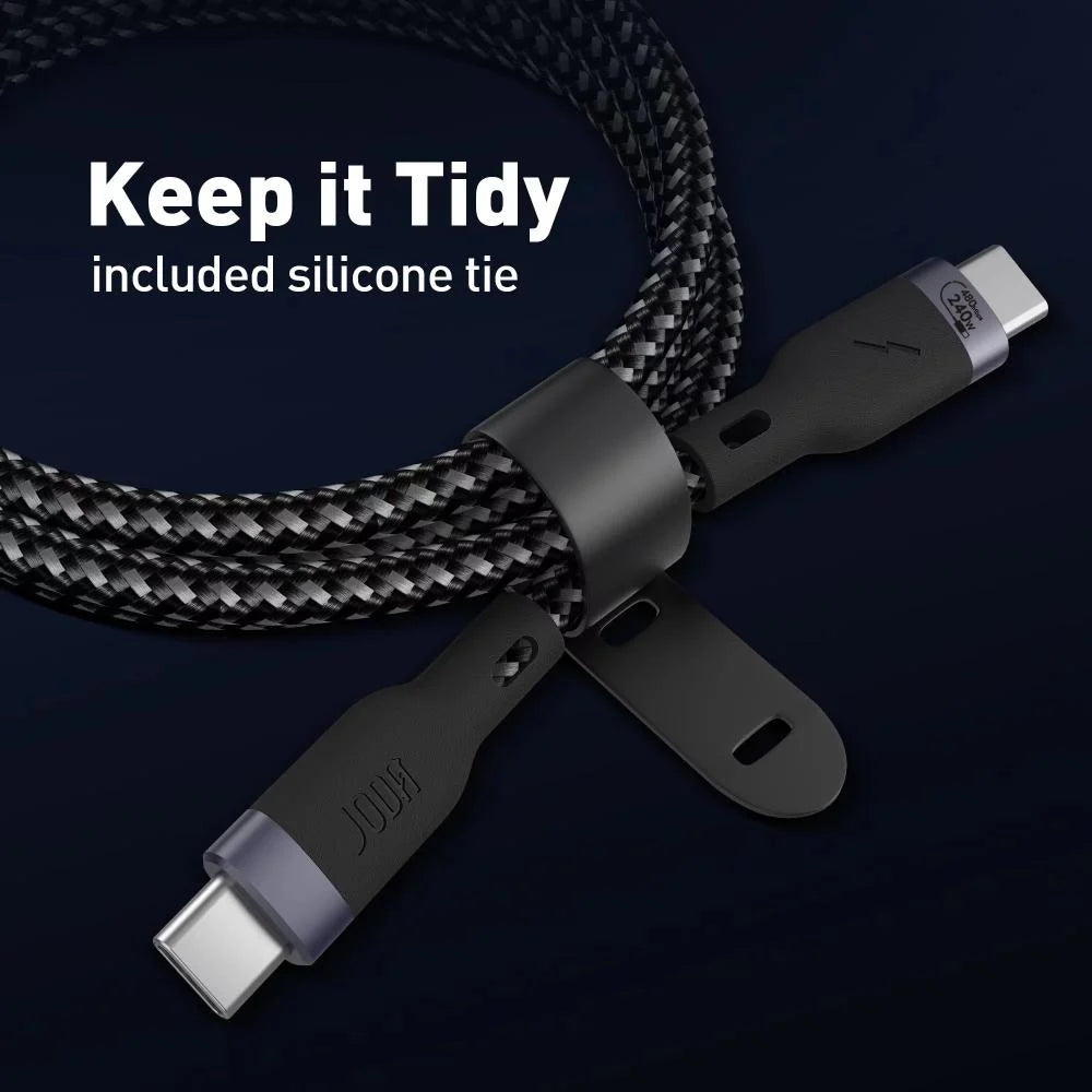 JODA 240W C to C 1m Nylon Braided Cable Black