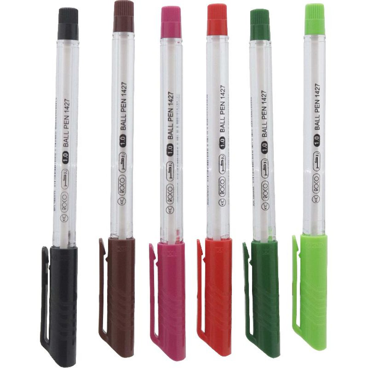 Roco 1427 Dry Ink Pen Assorted Ink 1 Mm Ballpoint 10 Pens