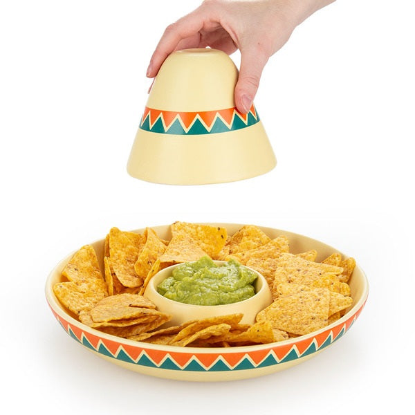 Balvi Chip And Dip Platter The Mexican Yellow Ceramic