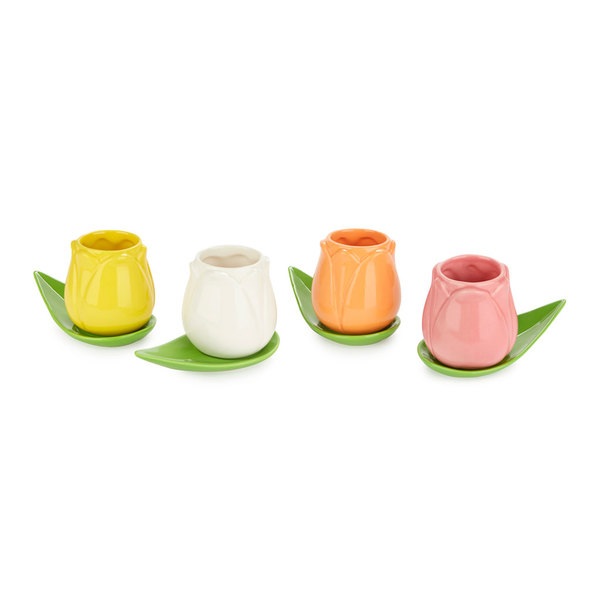 Balvi Coffee Cup Set Tulip Assorted Colours X4 Ceramic