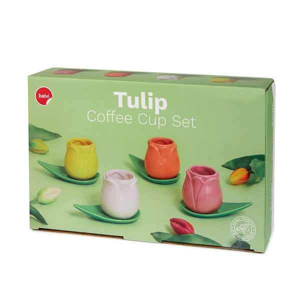 Balvi Coffee Cup Set Tulip Assorted Colours X4 Ceramic