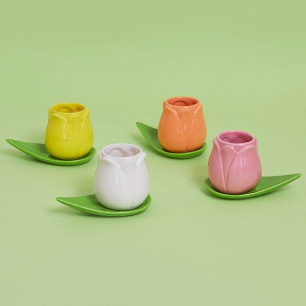 Balvi Coffee Cup Set Tulip Assorted Colours X4 Ceramic
