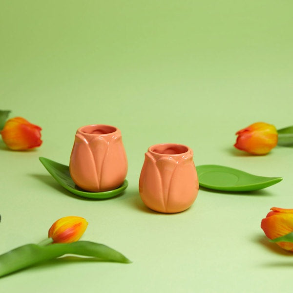 مجموعة أكواب قهوة بالفي توليب برتقالي X2 سيراميك