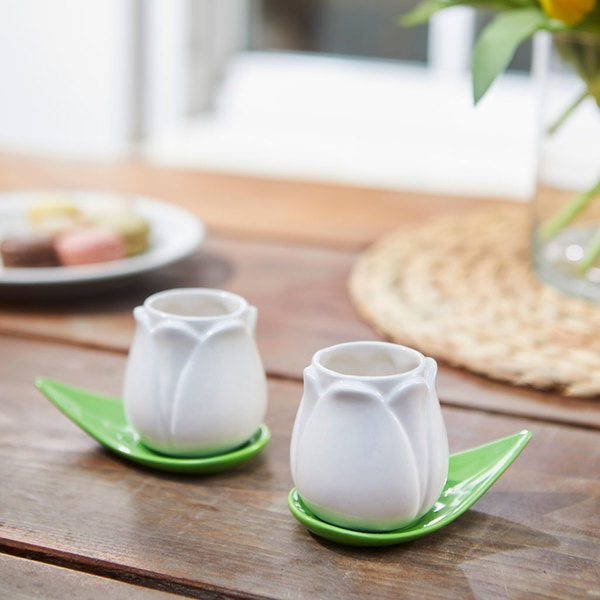 Balvi Coffee Cup Set Tulip White X2 Ceramic