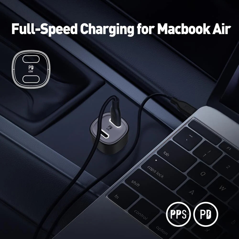 JODA 45W USB-C 2-Port Car Charger Black