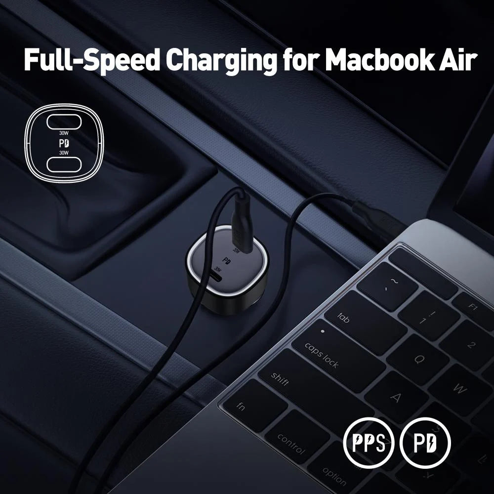 JODA 60W USB-C 2-Port Car Charger Black