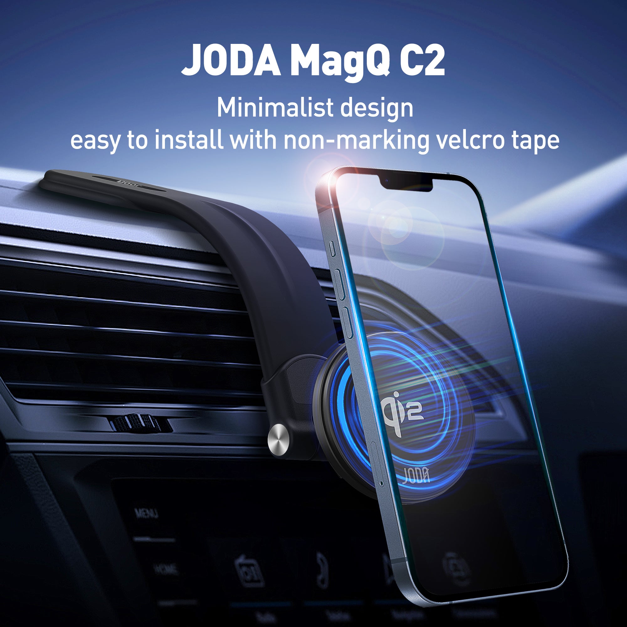 JODA MagQ C2 15W Qi2 Wireless Charging Car Holder Black