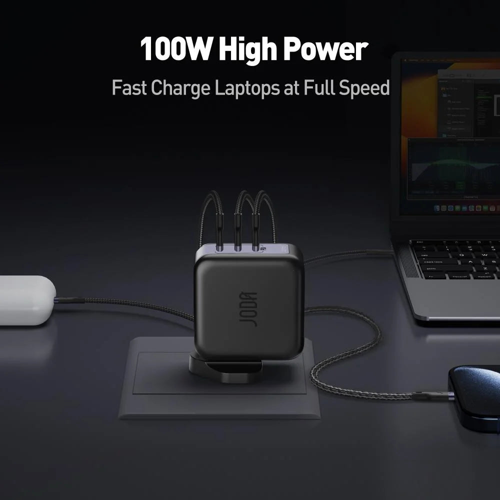 JODA 100W USB-C 3-Port GaN Wall Charger Black