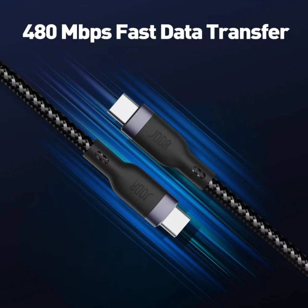 JODA 240W C to C 1m Nylon Braided Cable Black