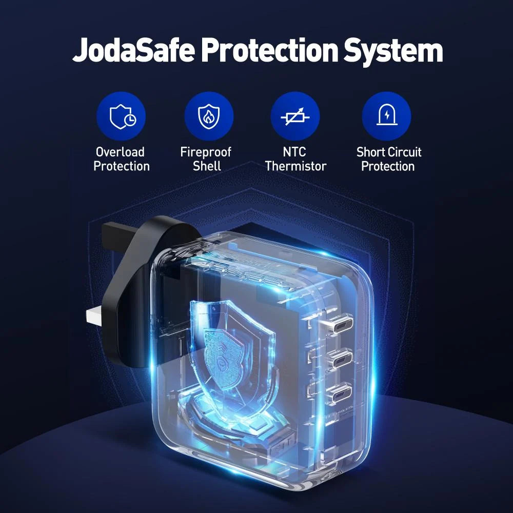JODA 100W USB-C 3-Port GaN Wall Charger Black