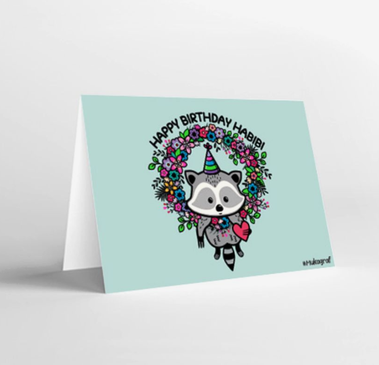 Mukagraf Happy Birthday Habibi Mini Greeting Cards