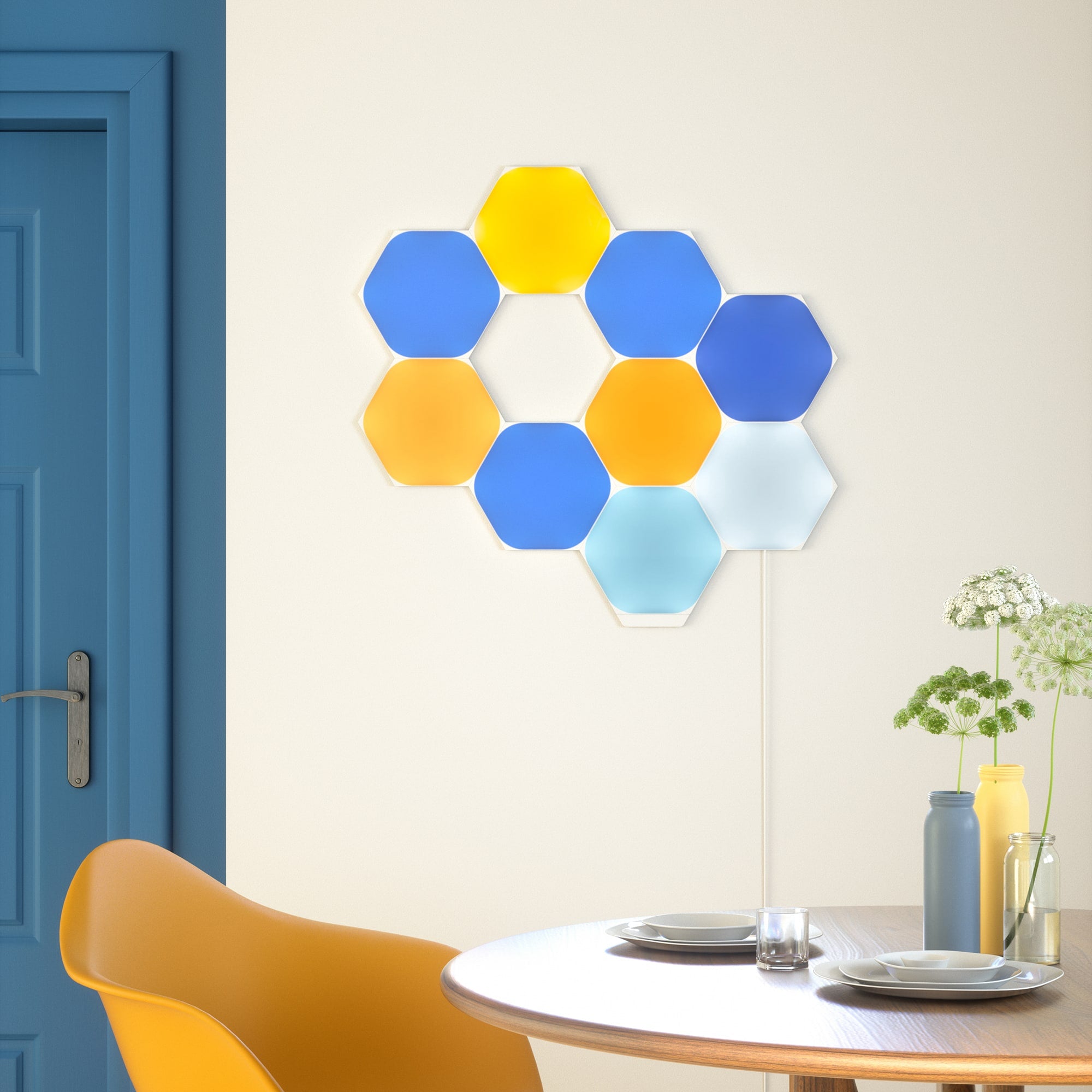 Nanoleaf Shapes Hexagon مجموعة البداية - 9 لوحات - أبيض