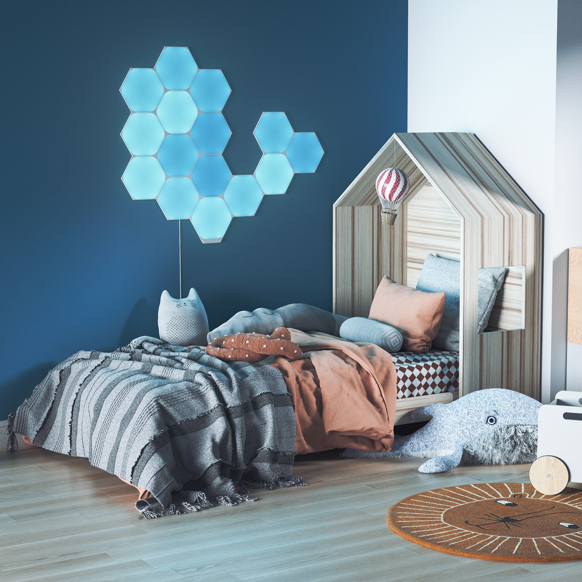 Nanoleaf Shapes Hexagon مجموعة البداية - 9 لوحات - أبيض