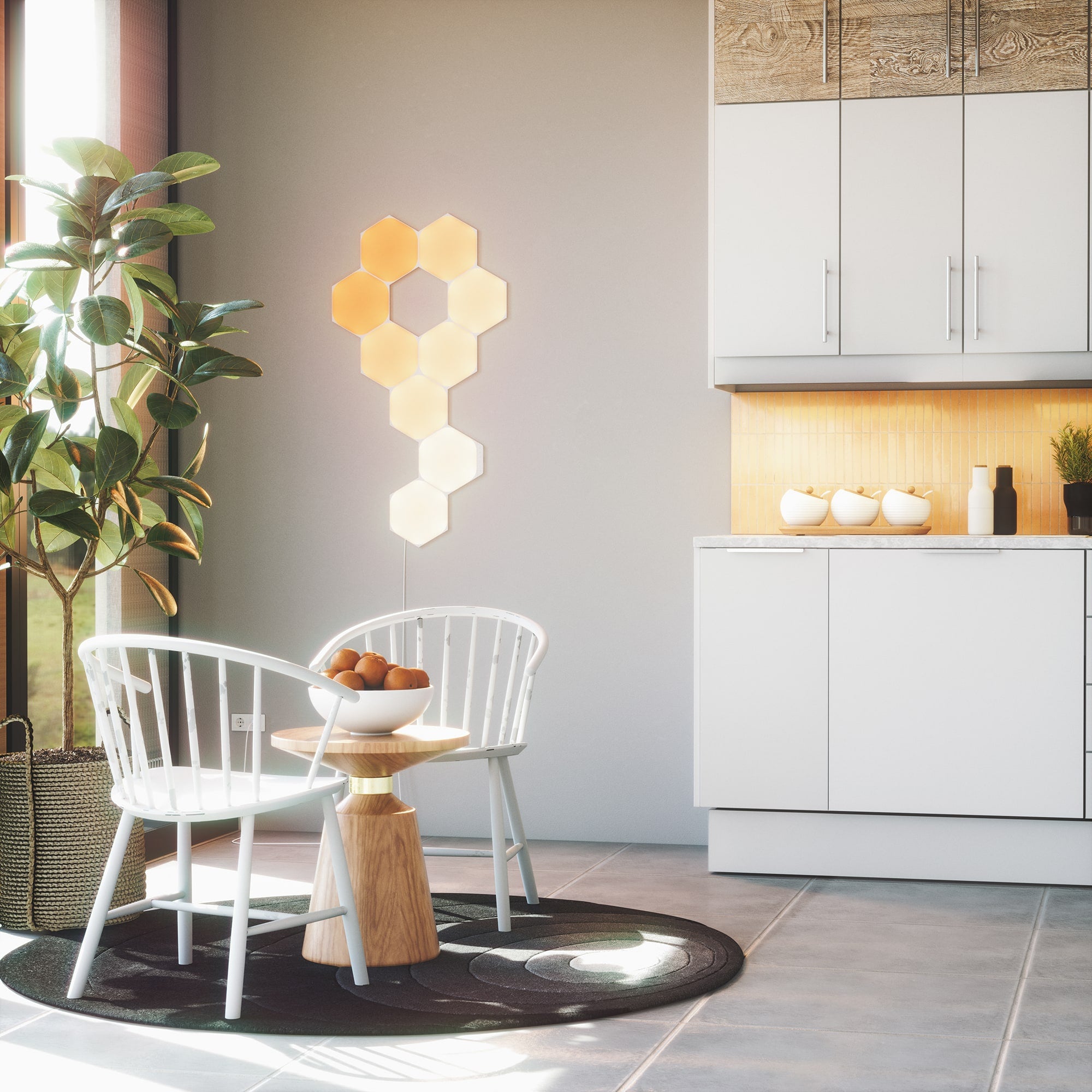 Nanoleaf Shapes Hexagon مجموعة البداية - 9 لوحات - أبيض