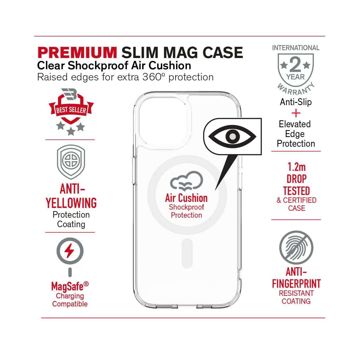 Baykron Slim Clear Case Shock Resistant Anti Yellow - iP15