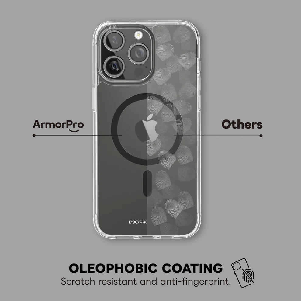ArmorPro D3O Protected Clear Case MagSafe Grey IPhone 15 Pro Max