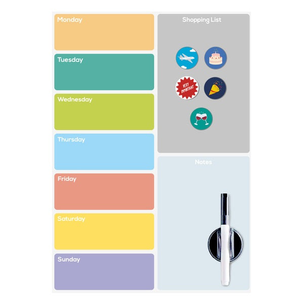 Balvi Magnetic Fridge Board Week Planner With Marker