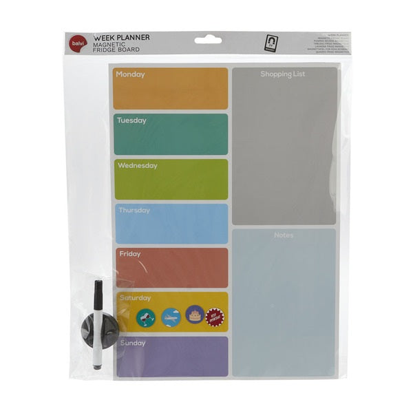 Balvi Magnetic Fridge Board Week Planner With Marker