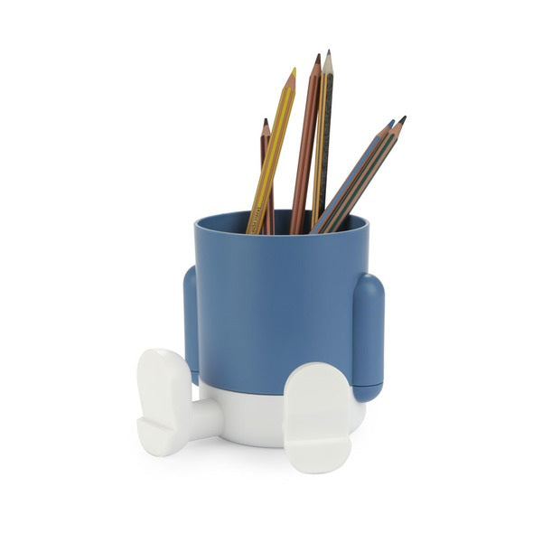 Balvi Pen Holder Mr.Sitty Blue/White Plastic