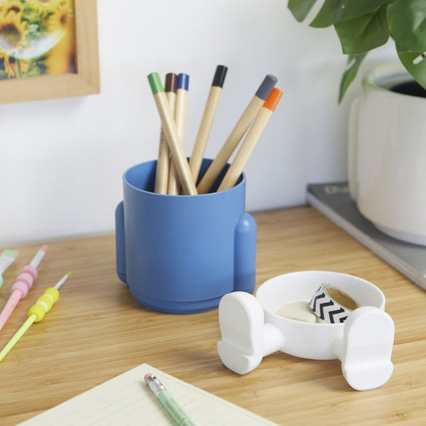 Balvi Pen Holder Mr.Sitty Blue/White Plastic