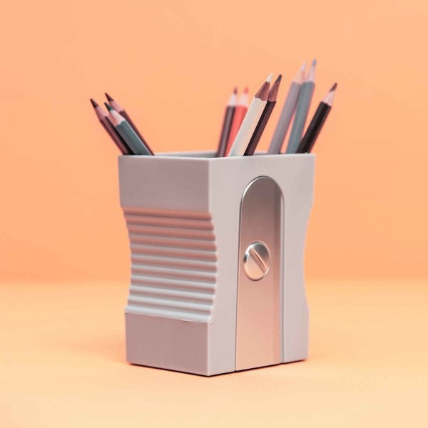 Balvi Pen Holder Sharpener Gray Plastic