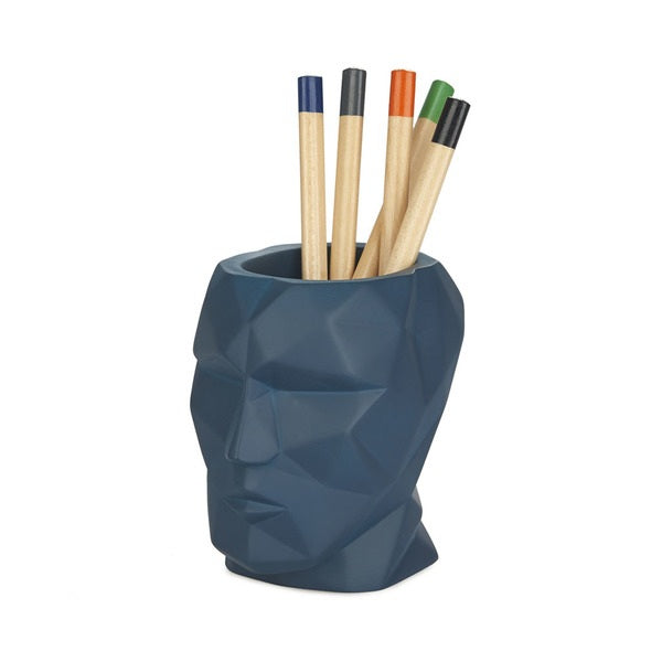 Balvi Pen Holder The Head Blue Concrete