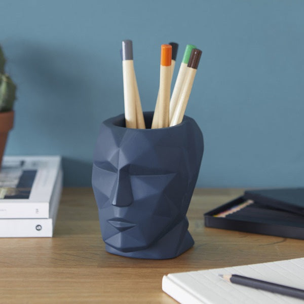 Balvi Pen Holder The Head Blue Concrete