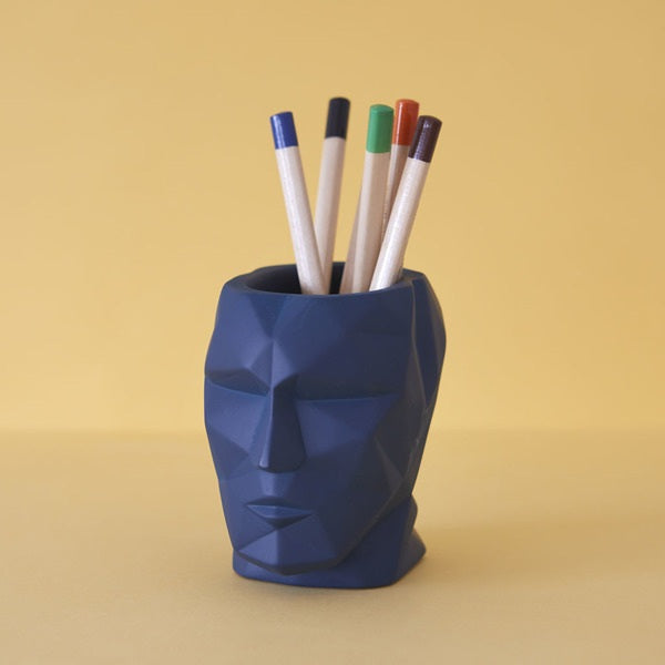 Balvi Pen Holder The Head Blue Concrete