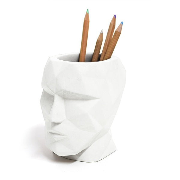Balvi Pen Holder The Head White Ciment