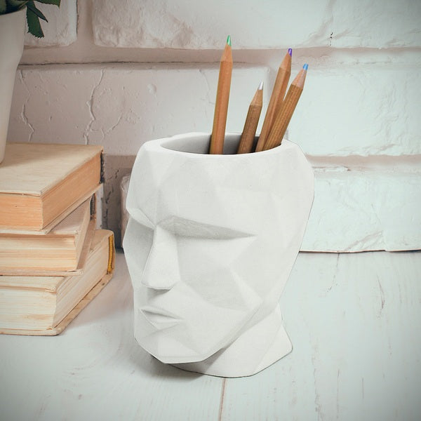Balvi Pen Holder The Head White Ciment
