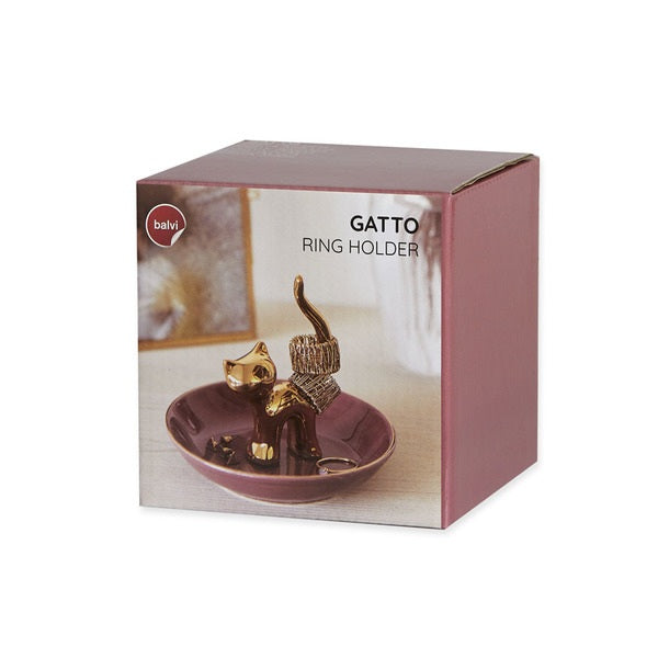 Balvi Ring Holder Gatto Golden Porcelain