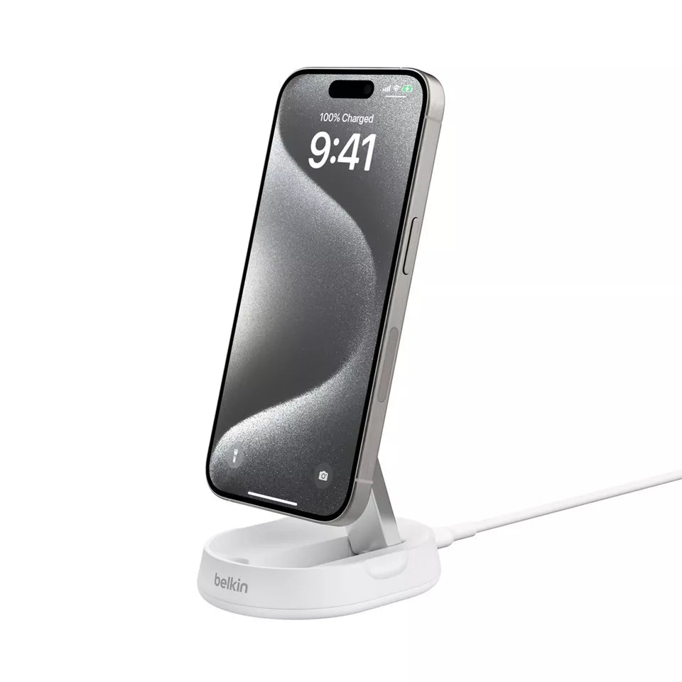 BELKIN W.CHRGR QI2 CHRG PRO 15W FOLDING PAD/STAND WHT